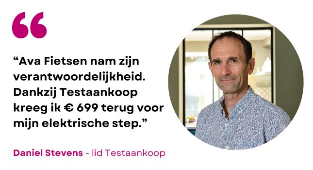 Daniel Stevens: elektrische step terugbetaald dankzij Testaankoop